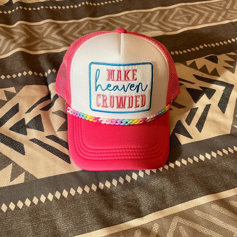 Women’s Pink & White Trucker Hat Make Heaven Crowded